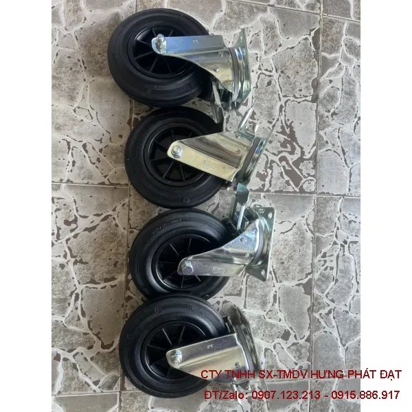 Bánh xe cao su mâm đỏ 160 cố định-xoay-khóa