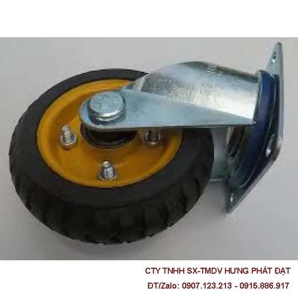 Bánh xe cao su mâm vàng 160 cố định, xoay, khóa