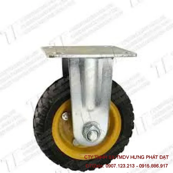 Bánh xe cao su mâm vàng 160 cố định, xoay, khóa