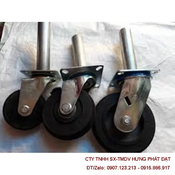 Bánh xe cao su mâm vàng 160 cố định, xoay, khóa
