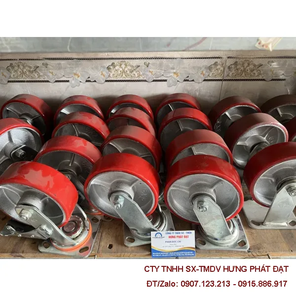 Bánh xe cao su niềng gang phi 100 các loại