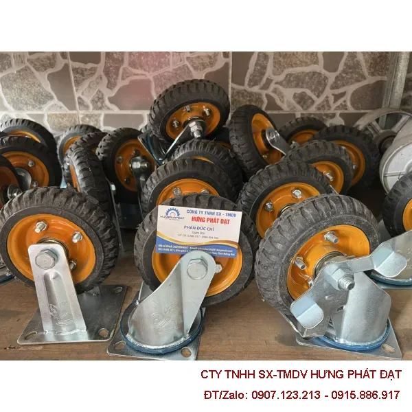 Bánh xe cao su niềng gang phi 100 các loại