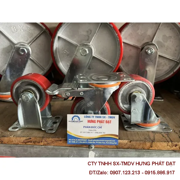 Bánh xe cao su niềng gang phi 100 các loại