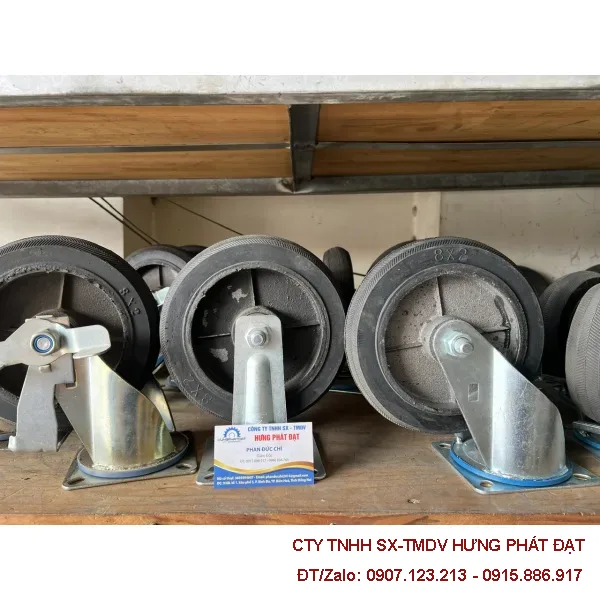 Bánh xe cao su niềng gang phi 80