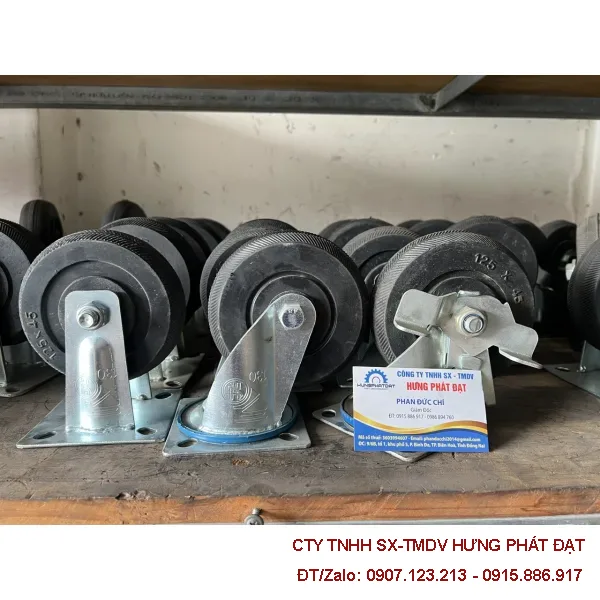 Bánh xe cao su niềng gang phi 80