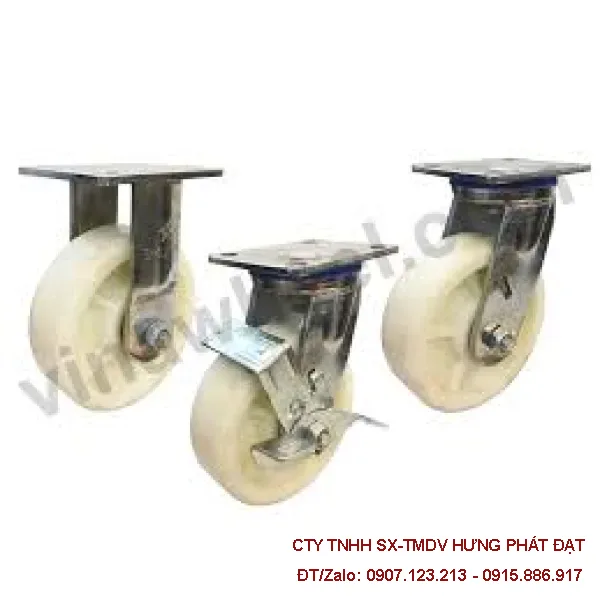 Bánh xe nylon trắng phi 100 tải nặng chịu tải 280kg