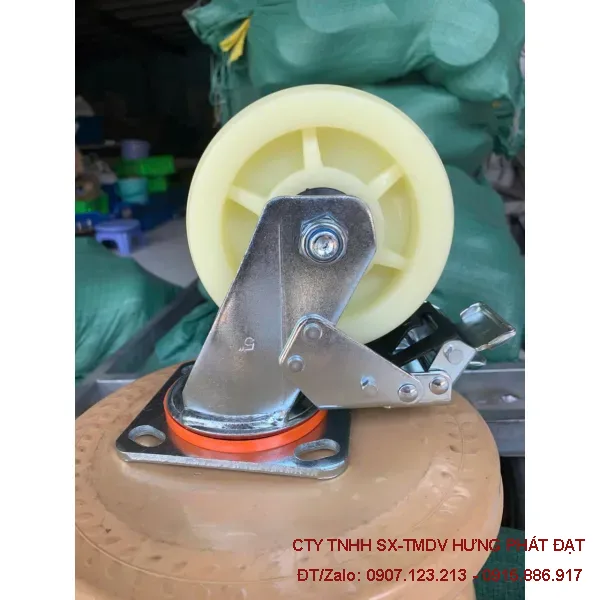 Bánh xe nylon trắng phi 150 tải nặng chịu tải 280kg