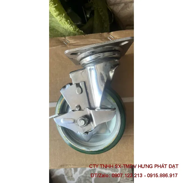 Bánh xe PU đỏ chịu tải 250 cố định xoay khóa