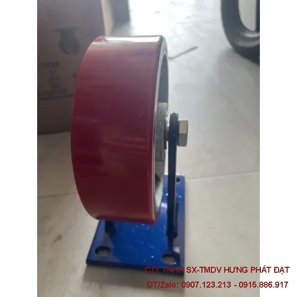 Bánh xe PU đỏ chịu tải 80 cố định xoay khóa