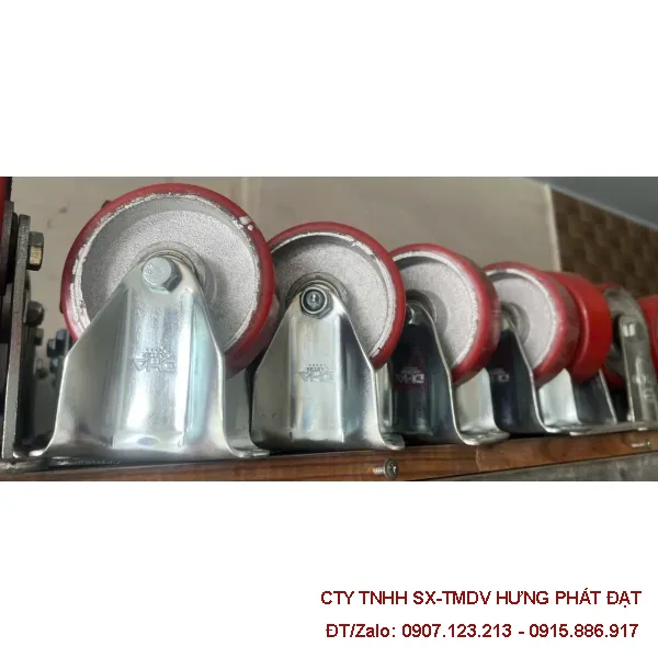 Bánh xe PVC đỏ 2 vòng bi phi 80