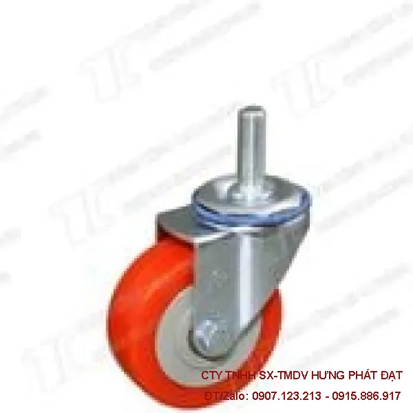 Bánh xe PVC đỏ phi 100 hai vòng bi chịu tải 100kg