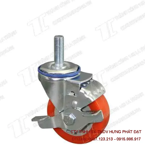 Bánh xe PVC đỏ phi 100 hai vòng bi chịu tải 100kg