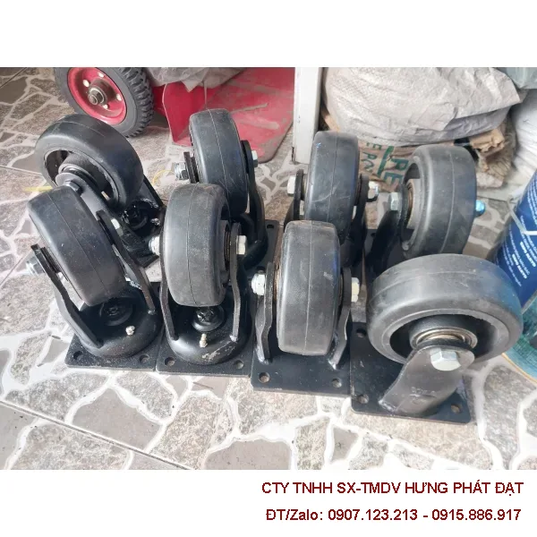 Bánh xe tải nặng càng dày 10ly phi 200 xoay cố định khóa