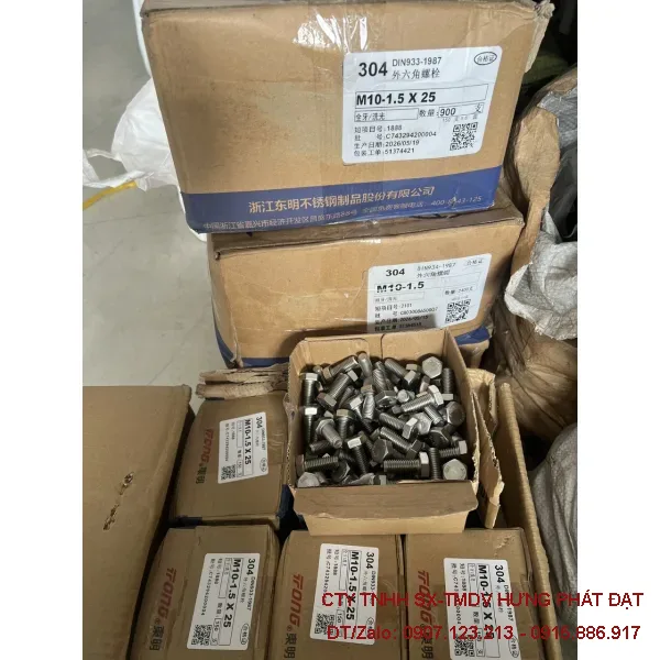 Bu lông inox M20 201, 304, 316 đủ chiều dài từ 30 đến 200mm