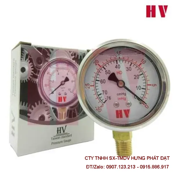 Đồng hồ đo áp suất KK Φ63 chân đứng, chân sau, có dầu