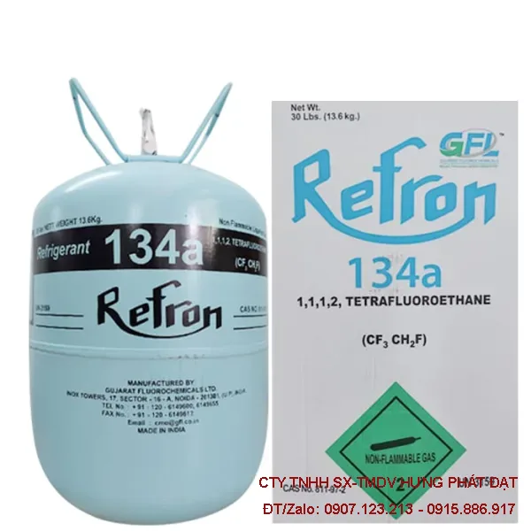 Gas lạnh R134A Ấn Độ Refron 13.6kg cho hệ thống lạnh
