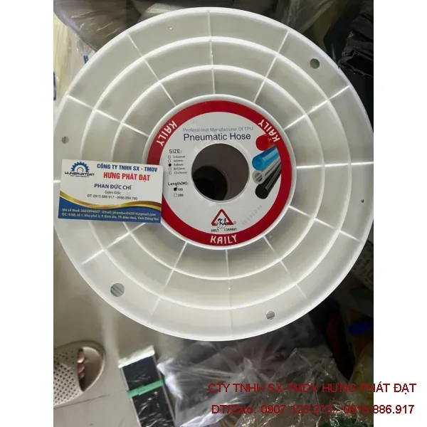 Ống hơi PU Kaily 5x8x100m màu trắng, xanh, đen, cam