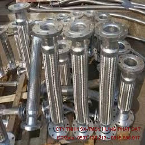 Ống mềm inox 304 2 đầu mặt bích phi 27mm (3/4')