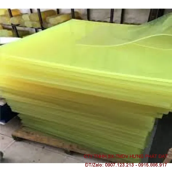 Tấm nhựa dẻo PU màu vàng dày 1mm đến 50mm