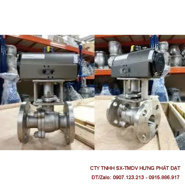 Van bi inox mặt bích điều khiển khí nén phi 42