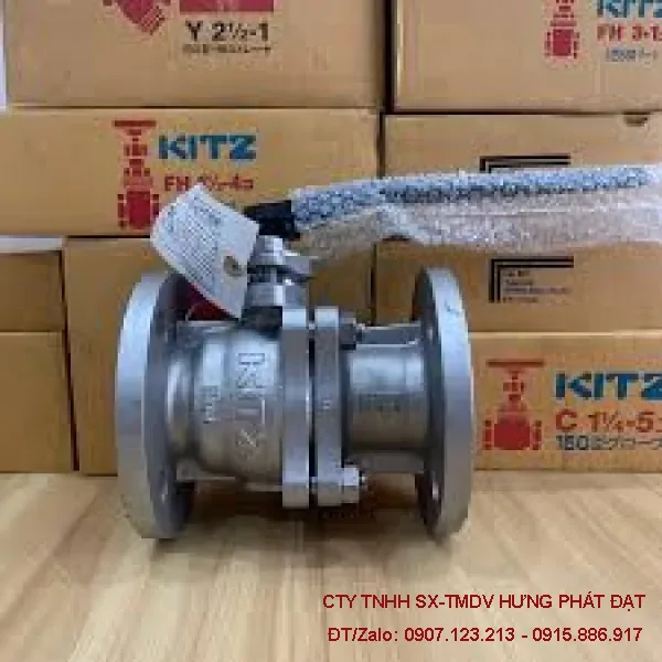 Van bi inox mặt bích điều khiển khí nén phi 49 DN40